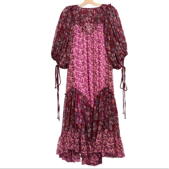 Free People Boho Burgundy Estelle Chiffon Maxi - Picture 4 of 13